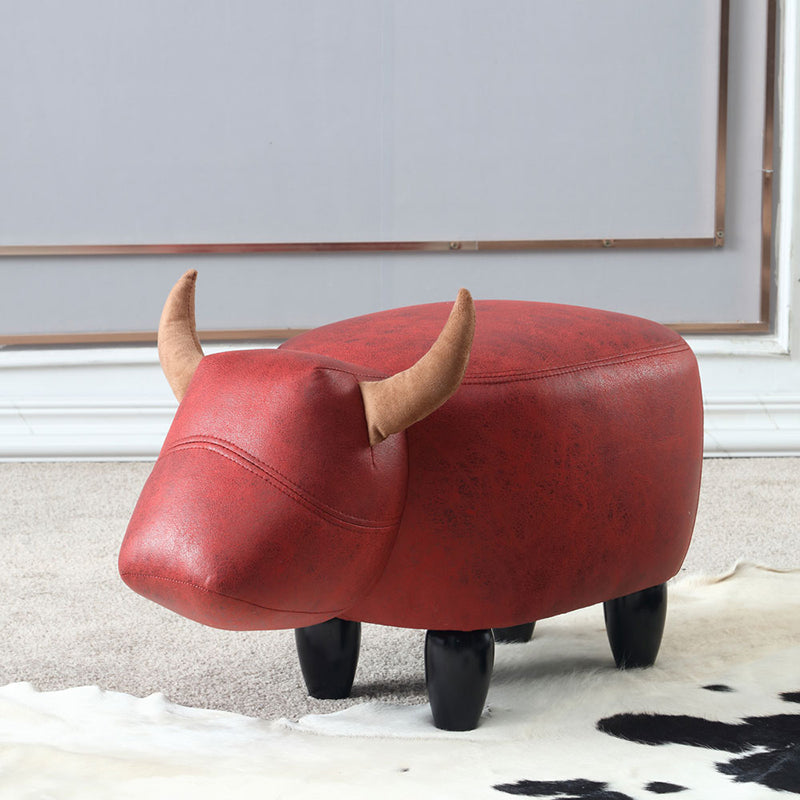 Contemporary Standard Ottoman with Upholstered Faux Leather Top Pouf