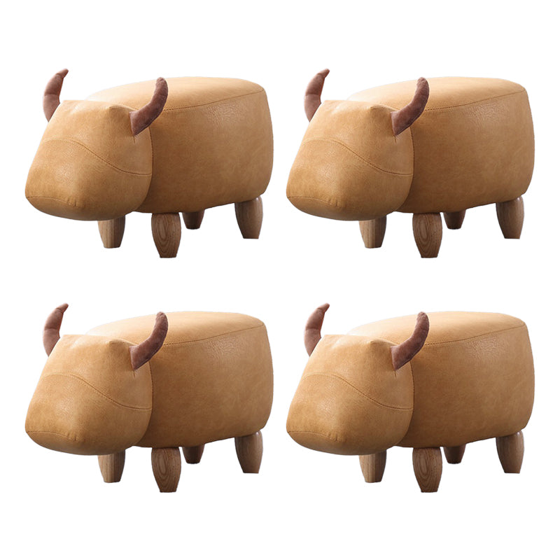 Contemporary Standard Ottoman with Upholstered Faux Leather Top Pouf