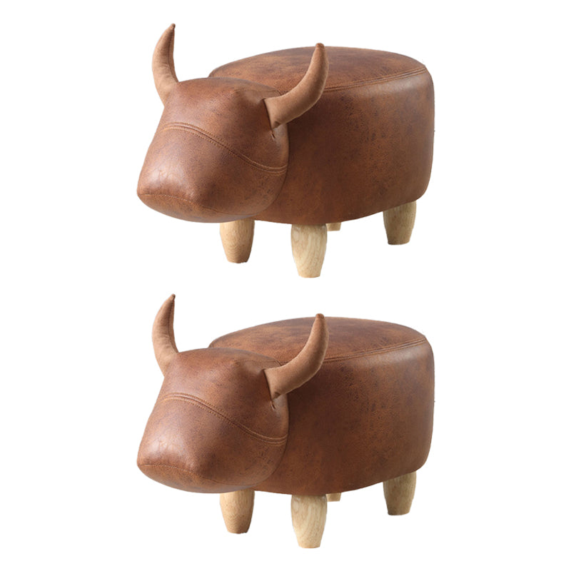 Contemporary Standard Ottoman with Upholstered Faux Leather Top Pouf