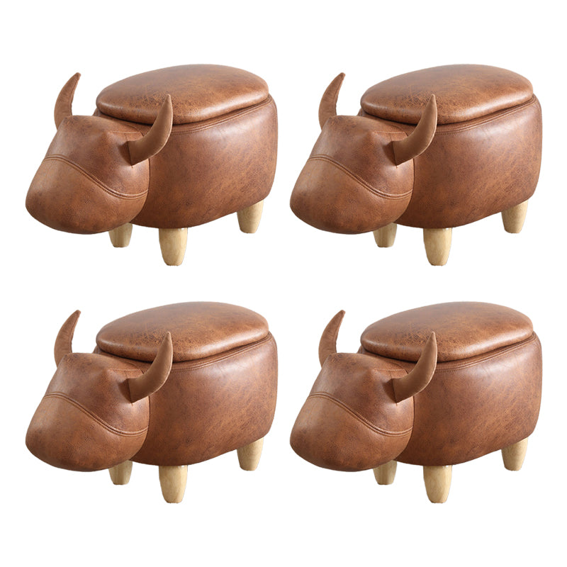 Contemporary Standard Ottoman with Upholstered Faux Leather Top Pouf