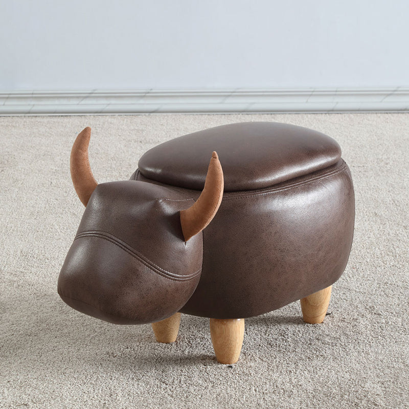 Contemporary Standard Ottoman with Upholstered Faux Leather Top Pouf