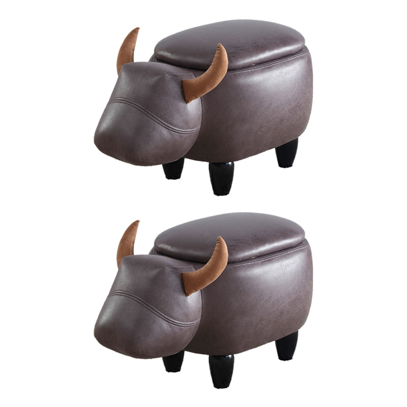 Contemporary Standard Ottoman with Upholstered Faux Leather Top Pouf