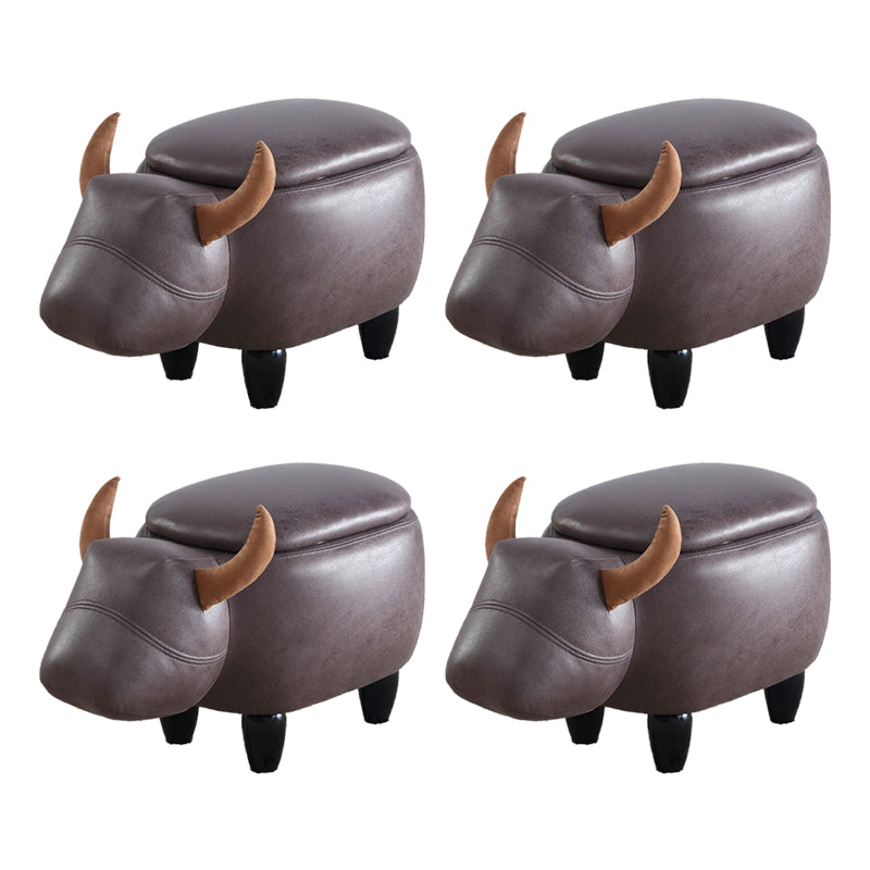 Contemporary Standard Ottoman with Upholstered Faux Leather Top Pouf