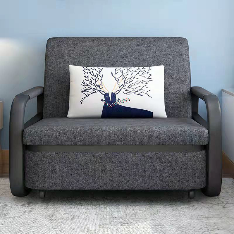 Linen Square Arm Sofa Bed 35.43" Wide Contemporary Convertible Sofa
