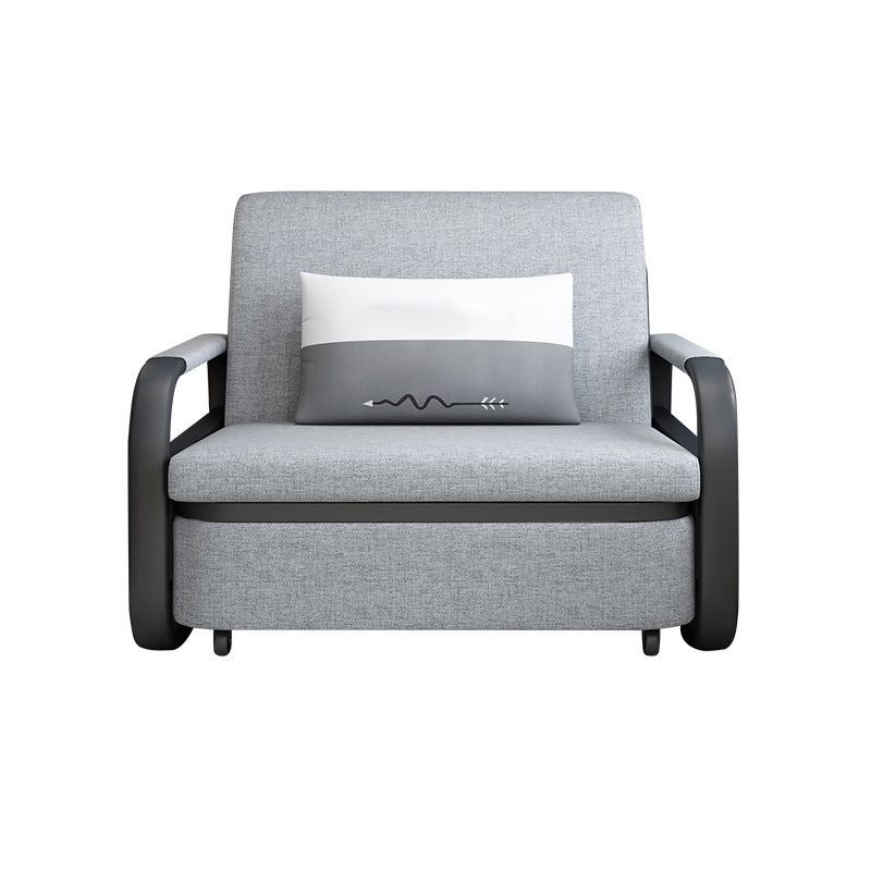 Linen Square Arm Sofa Bed 35.43" Wide Contemporary Convertible Sofa