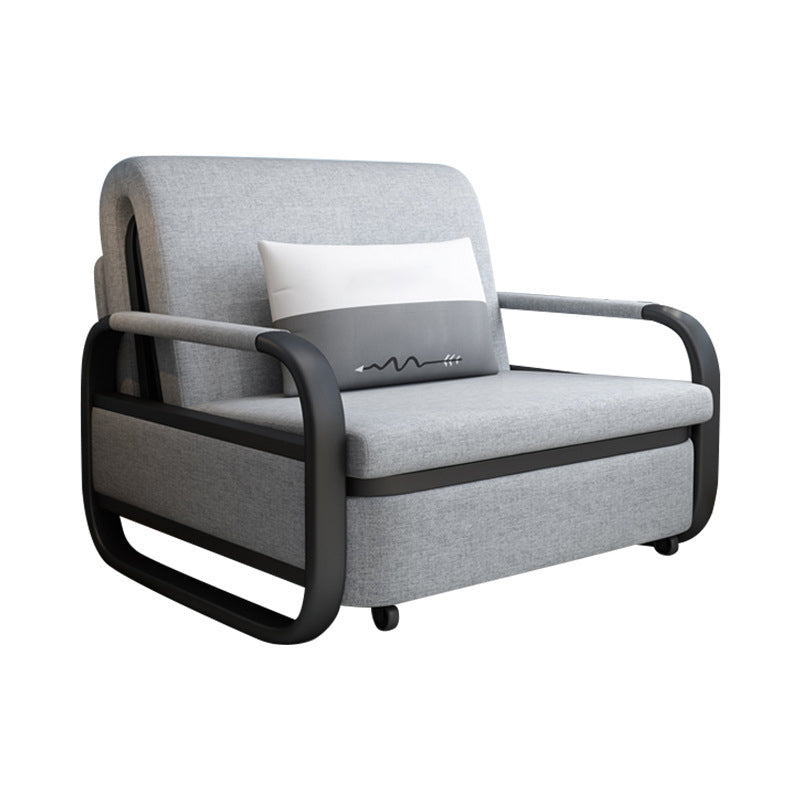Linen Square Arm Sofa Bed 35.43" Wide Contemporary Convertible Sofa