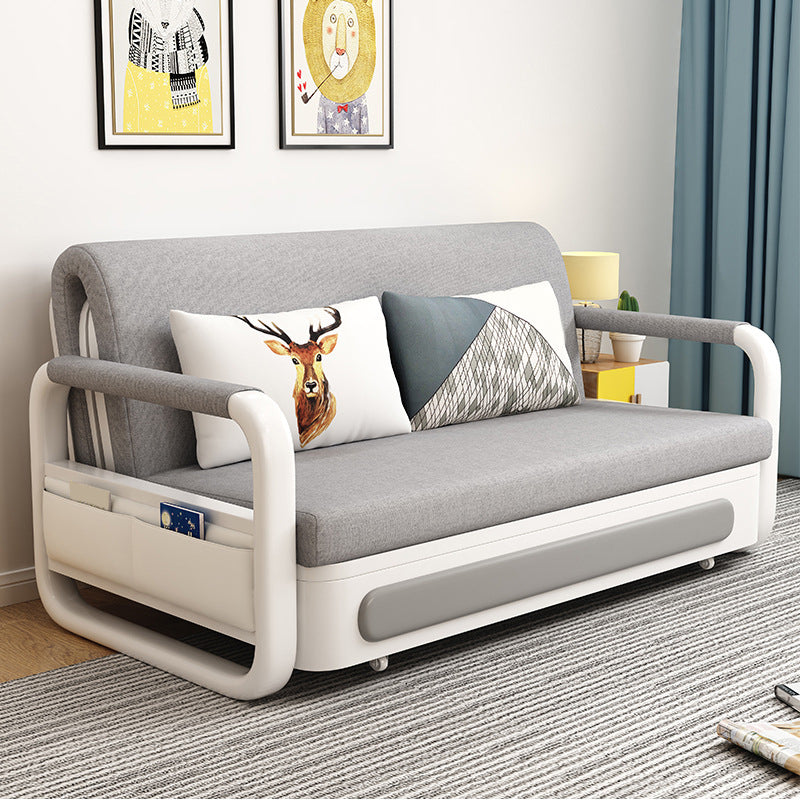 Light-grey Linen Armless Sofa 35.43" Wide Contemporary Convertible Sofa Bed