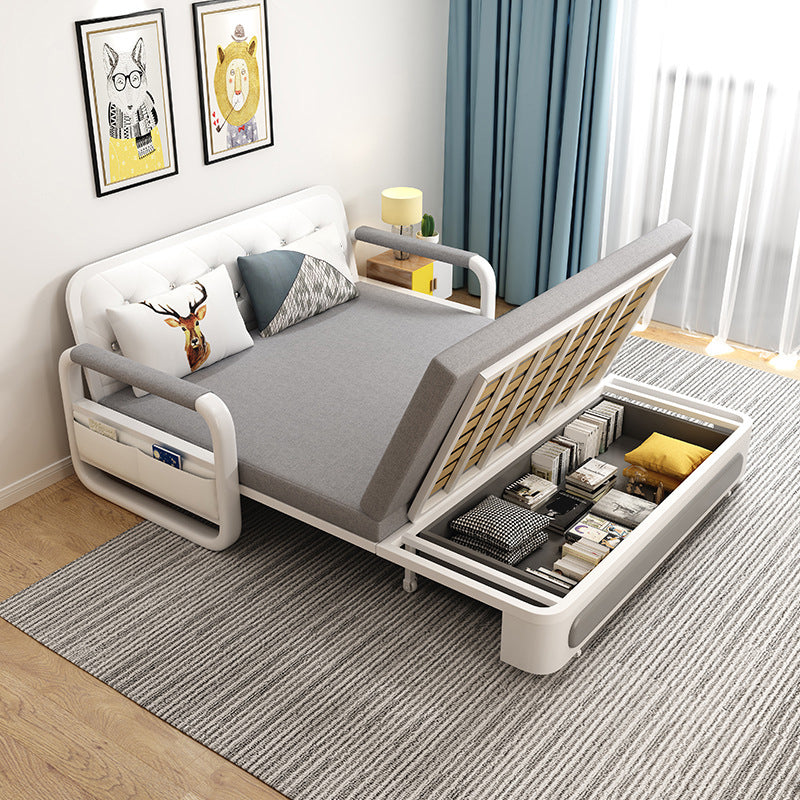 Light-grey Linen Armless Sofa 35.43" Wide Contemporary Convertible Sofa Bed