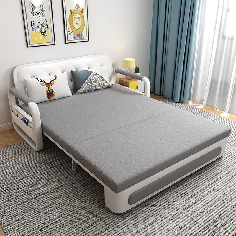 Light-grey Linen Armless Sofa 35.43" Wide Contemporary Convertible Sofa Bed