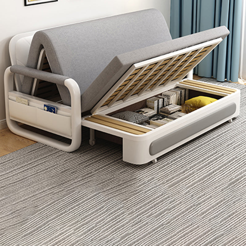 Light-grey Linen Armless Sofa 35.43" Wide Contemporary Convertible Sofa Bed