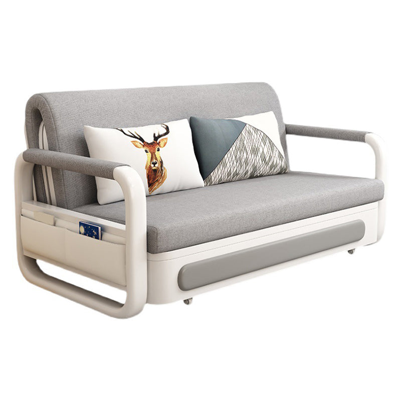 Light-grey Linen Armless Sofa 35.43" Wide Contemporary Convertible Sofa Bed
