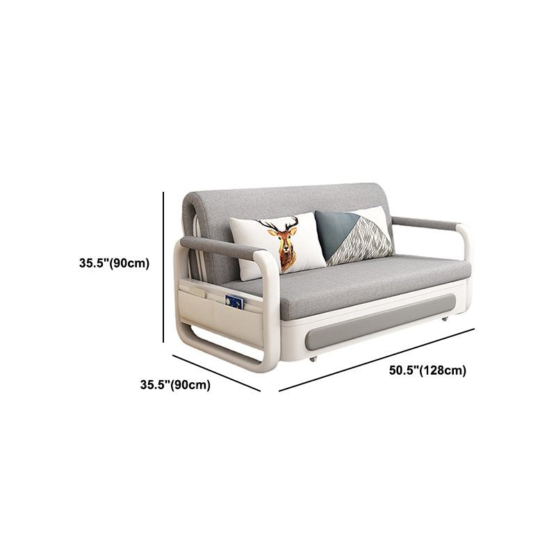 Light-grey Linen Armless Sofa 35.43" Wide Contemporary Convertible Sofa Bed