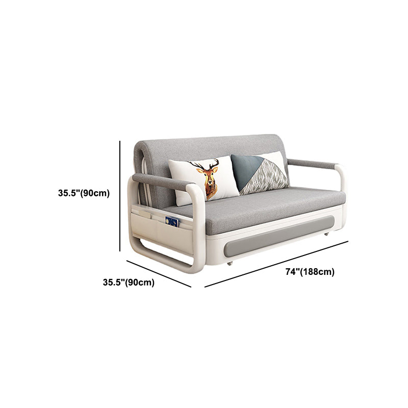 Light-grey Linen Armless Sofa 35.43" Wide Contemporary Convertible Sofa Bed