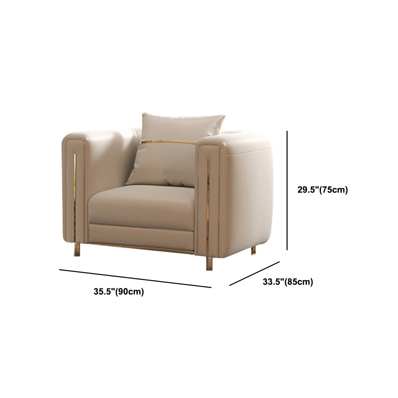 33.46" Wide Tuxedo Arm Sofa White Standard Sofa for Living Room