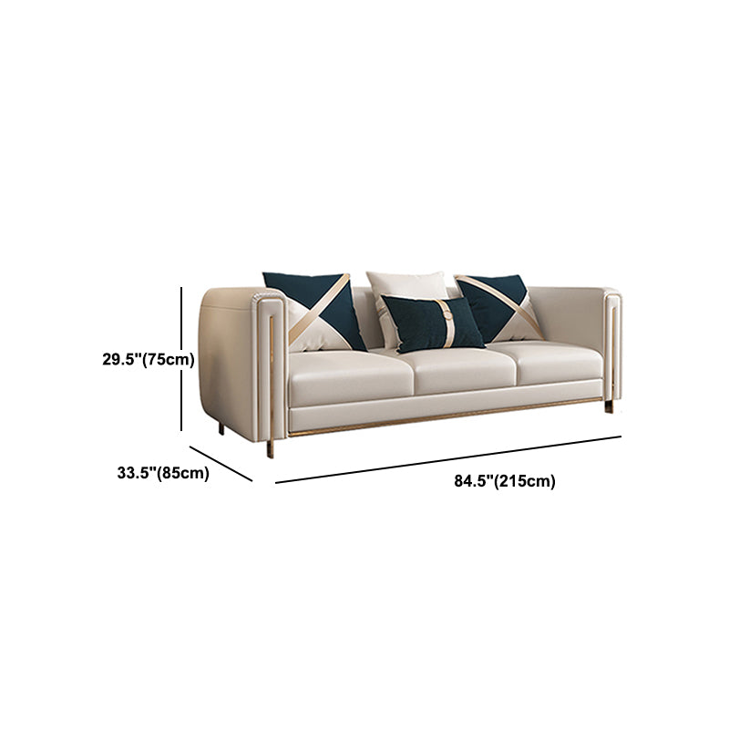 33.46" Wide Tuxedo Arm Sofa White Standard Sofa for Living Room
