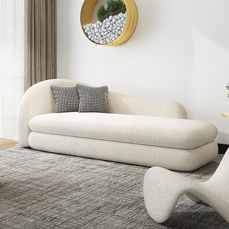 Sloped Arm Curved Sofa Contemporary Tight Back in Beige for Living Room