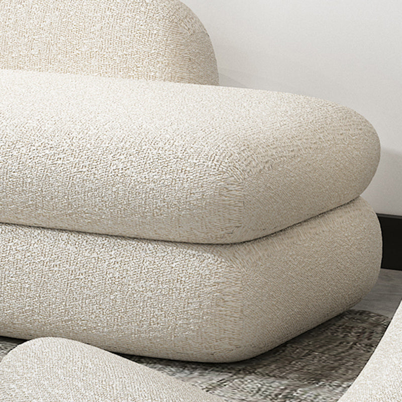 Sloped Arm Curved Sofa Contemporary Tight Back in Beige for Living Room