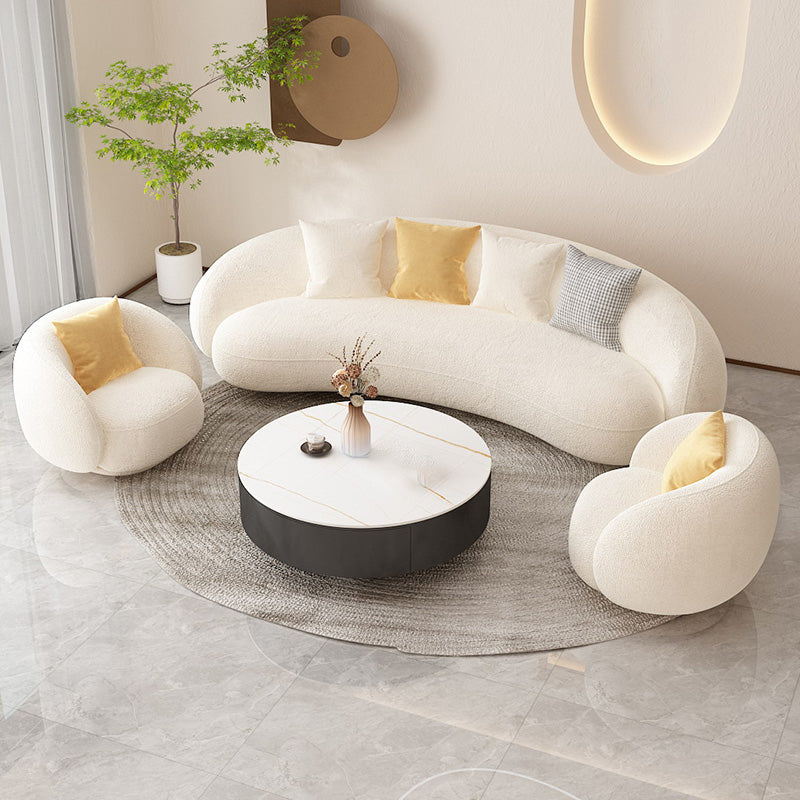 Contemporary Curved Sofa with Tight Back and Tuxedo Back for Living Room