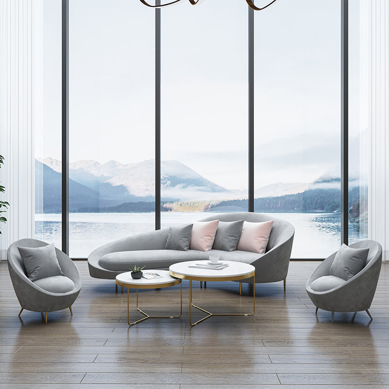 Contemporary Curved Sofa with Slopped Arm and Tight Back for Apartment