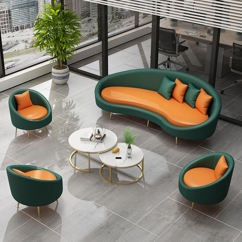 Contemporary Curved Sofa for Apartment 33.46" High Sloped Arm Sofa