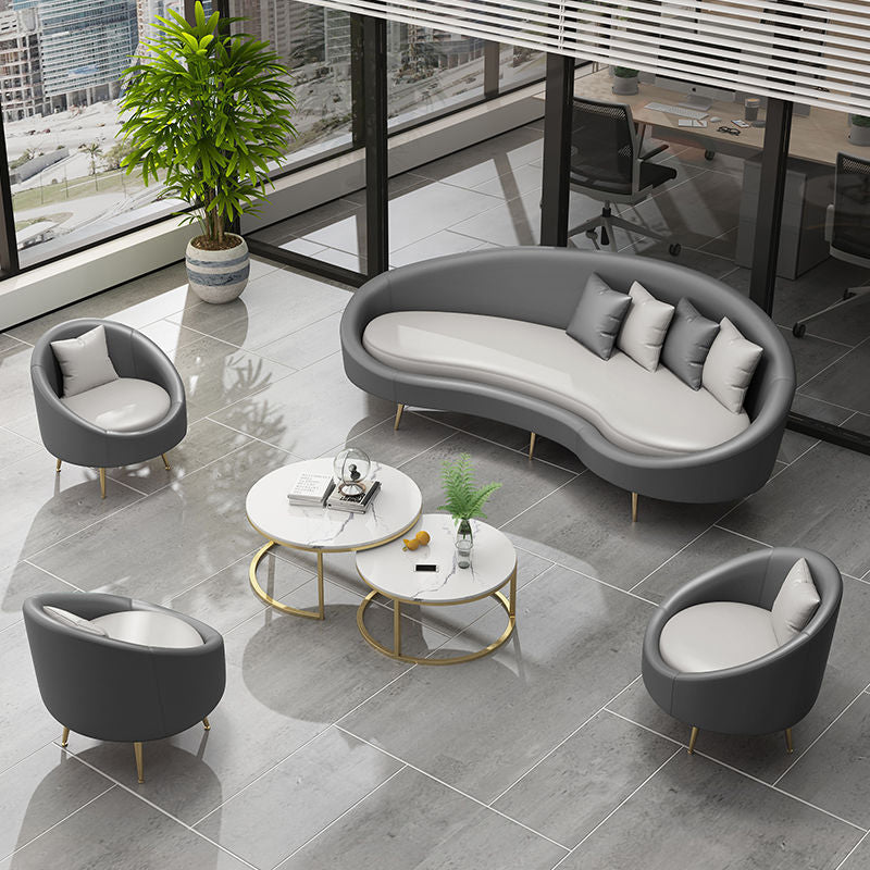 Contemporary Curved Sofa for Apartment 33.46" High Sloped Arm Sofa
