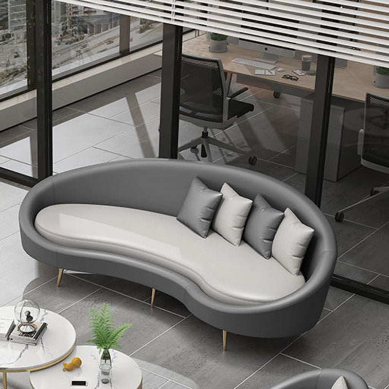 Contemporary Curved Sofa for Apartment 33.46" High Sloped Arm Sofa