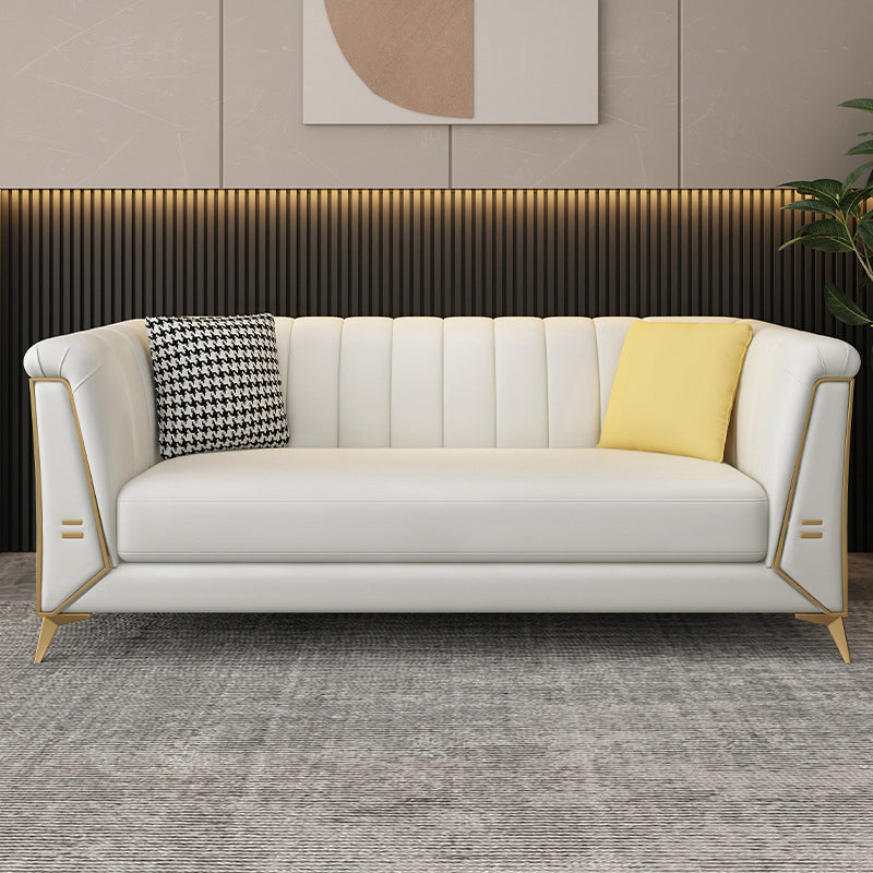 28.34" Wide Faux Leather Tuxedo Arm Sofa with Tufted Split-Back