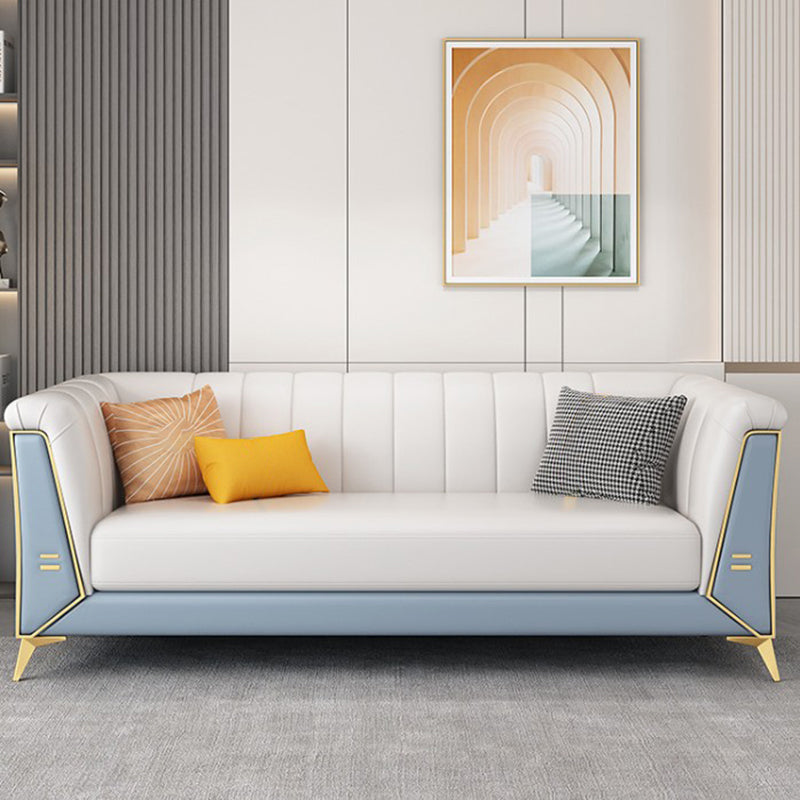 28.34" Wide Faux Leather Tuxedo Arm Sofa with Tufted Split-Back