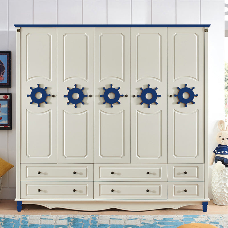 Coastal Engineered Wood Armoire for Bedroom Matte Finish Cabinet with Hinged Door