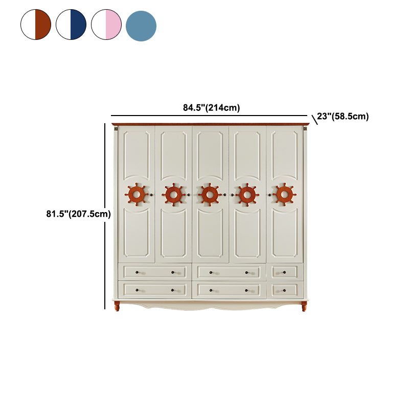 Coastal Engineered Wood Armoire for Bedroom Matte Finish Cabinet with Hinged Door