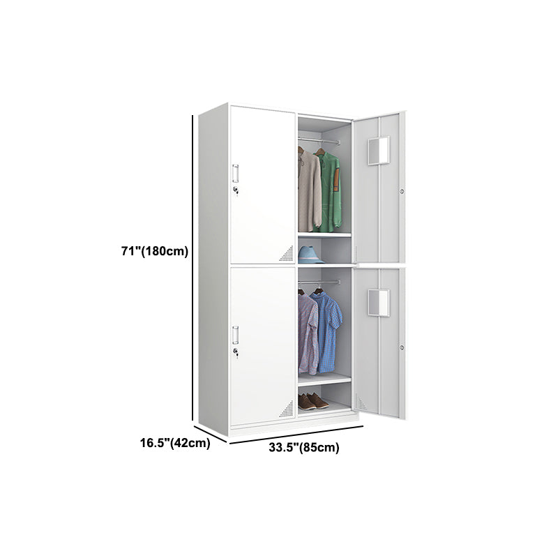White Steel Wardrobe Cabinet Contemporary Style Wardrobe Armoire