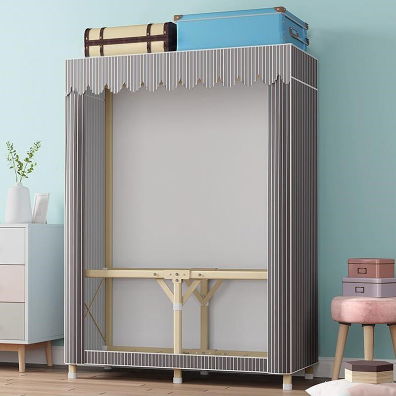 Contemporary Folding Wardrobe Armoire Gold Steel Frame Wardrobe