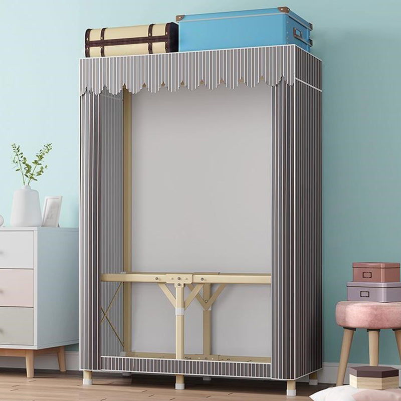 Contemporary Folding Wardrobe Armoire Gold Steel Frame Wardrobe