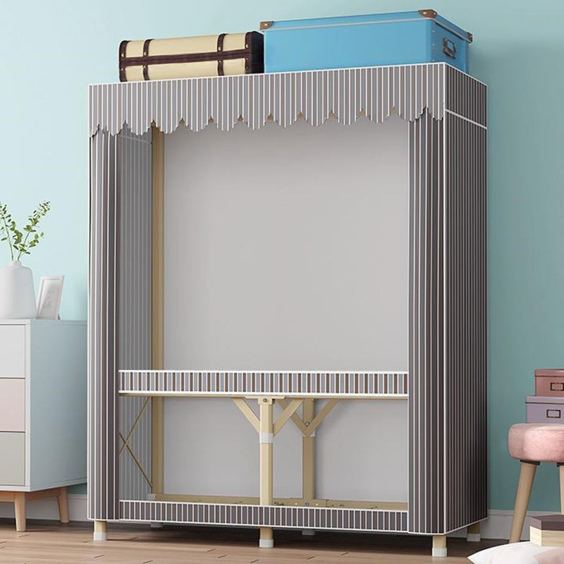 Contemporary Folding Wardrobe Armoire Gold Steel Frame Wardrobe