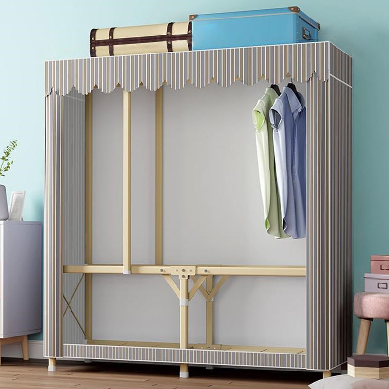 Contemporary Folding Wardrobe Armoire Gold Steel Frame Wardrobe