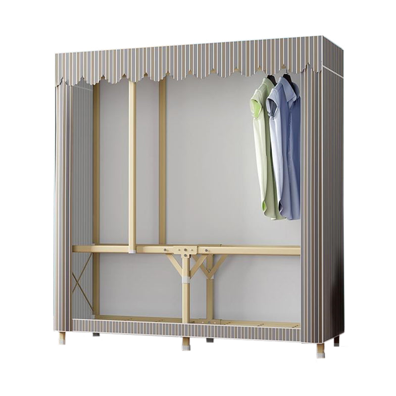 Contemporary Folding Wardrobe Armoire Gold Steel Frame Wardrobe