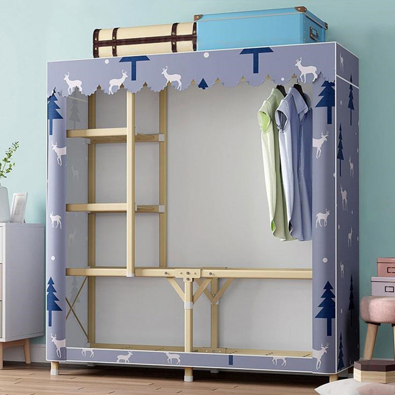 Contemporary Folding Wardrobe Armoire Gold Steel Frame Wardrobe