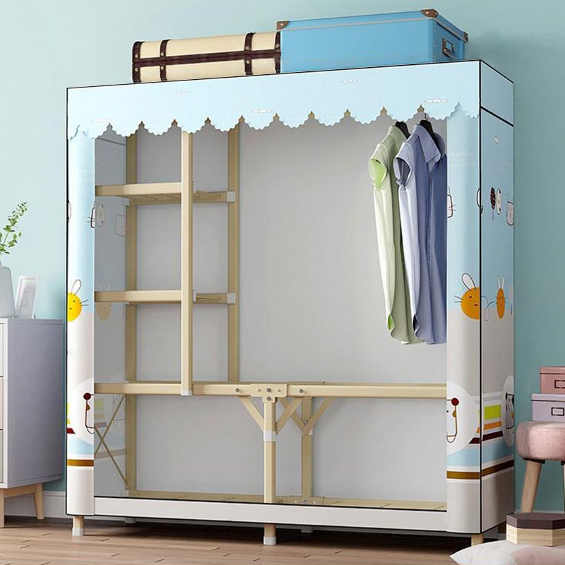 Contemporary Folding Wardrobe Armoire Gold Steel Frame Wardrobe