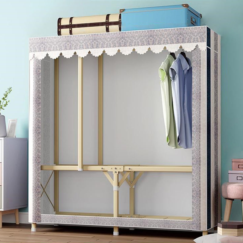 Contemporary Folding Wardrobe Armoire Gold Steel Frame Wardrobe