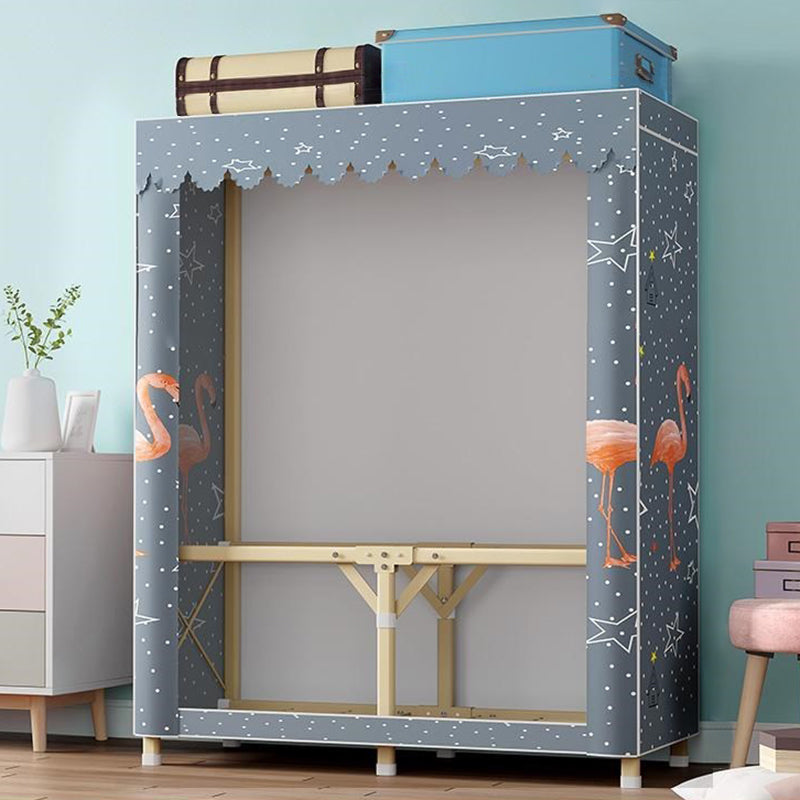 Contemporary Folding Wardrobe Armoire Gold Steel Frame Wardrobe