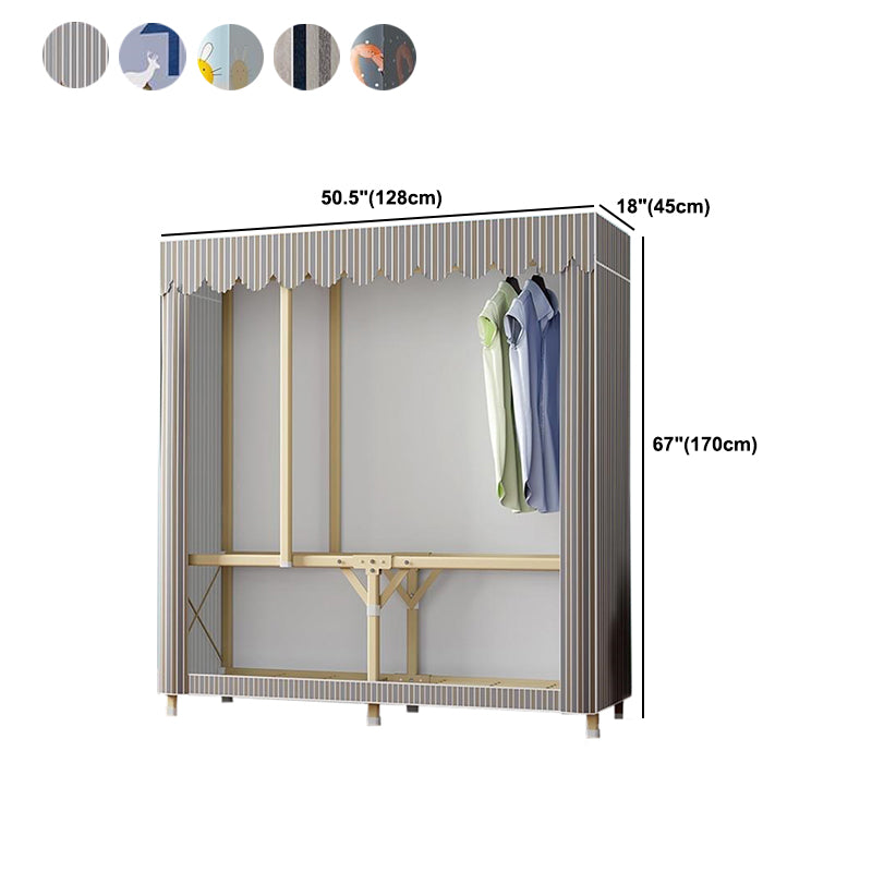 Contemporary Folding Wardrobe Armoire Gold Steel Frame Wardrobe