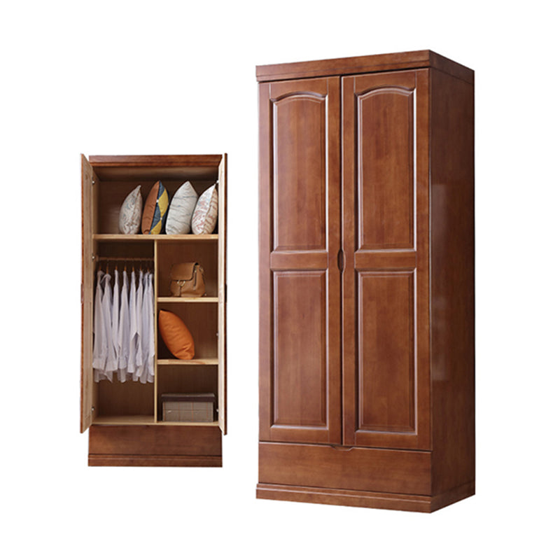 Traditional Wardrobe Armoire Solid Wood Wardrobe Closet with Shelves