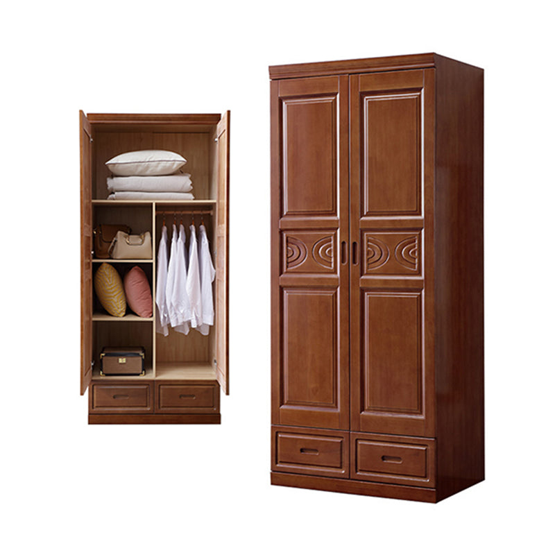 Traditional Wardrobe Armoire Solid Wood Wardrobe Closet with Shelves