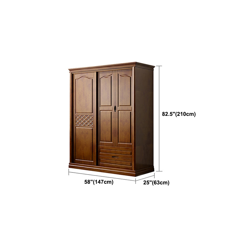 Traditional Wardrobe Armoire Solid Wood Wardrobe Closet with Shelves