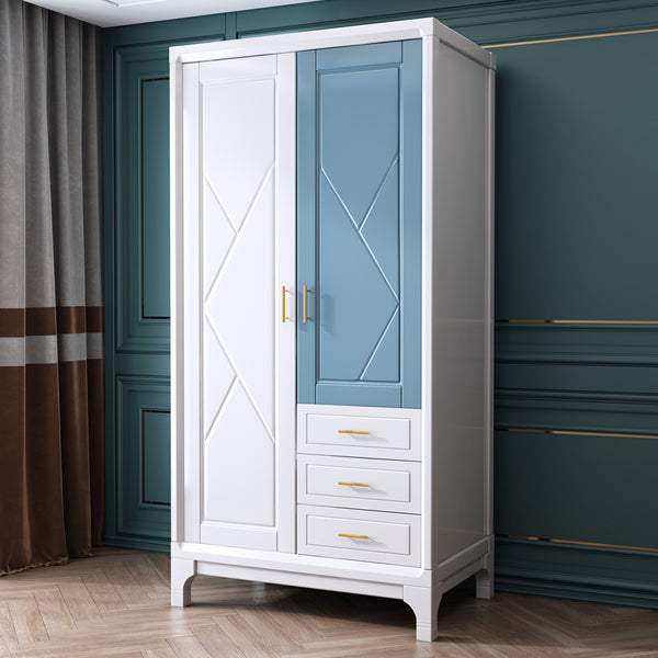 Traditional Solid Wood Wardrobe Closet Hinged Wardrobe Armoire