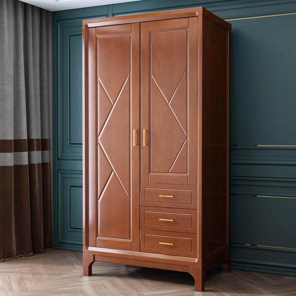 Traditional Solid Wood Wardrobe Closet Hinged Wardrobe Armoire