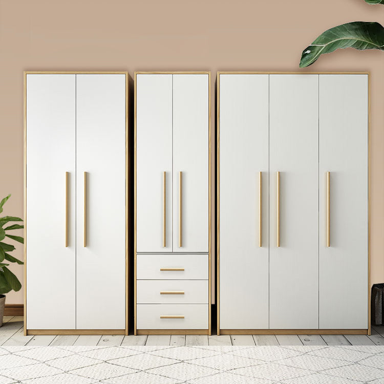 Contemporary White Storage Cabinet for Bedroom Manufactured Wood Hinged Door Cabinet