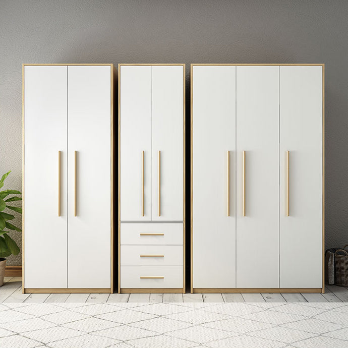 Contemporary White Storage Cabinet for Bedroom Manufactured Wood Hinged Door Cabinet