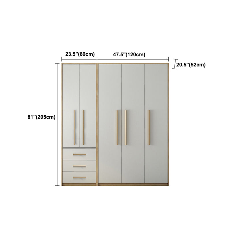 Contemporary White Storage Cabinet for Bedroom Manufactured Wood Hinged Door Cabinet