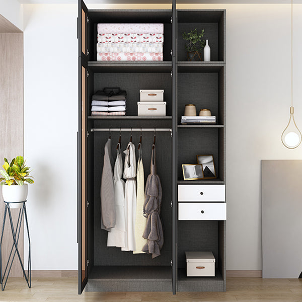 Contemporary Home Wardrobe Armoire Black Glass Wardrobe Cabinet